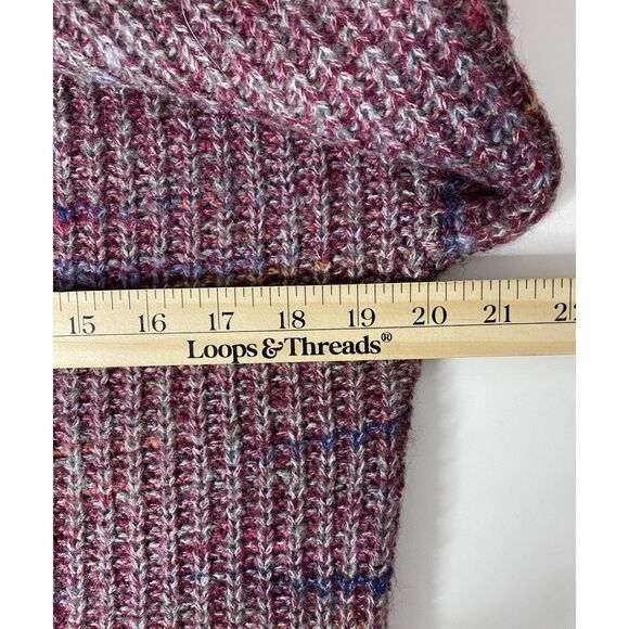 Old Navy Purple Heather Turtleneck Cropped Multicolor Chunky Sweater Sz S - Picture 6 of 7